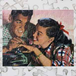 Vintage-Romanze, Verliebte aus der Schulzeit Puzzle