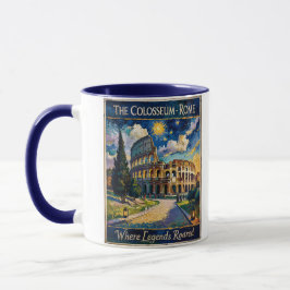 Vintage Rome Colosseum Starry Night Impressionist  Tasse