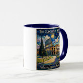 Vintage Rome Colosseum Starry Night Impressionist Tasse (VorderseiteRechts)