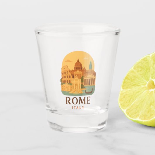 Vintage Rome Italy Shot Glass – Retro Colosseum Schnapsglas (Vorderseite)
