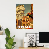 Vintage Rome Italy Travel Colosseum Lady Poster (Heimbüro)