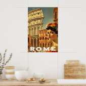 Vintage Rome Italy Travel Colosseum Lady Poster (Küche)
