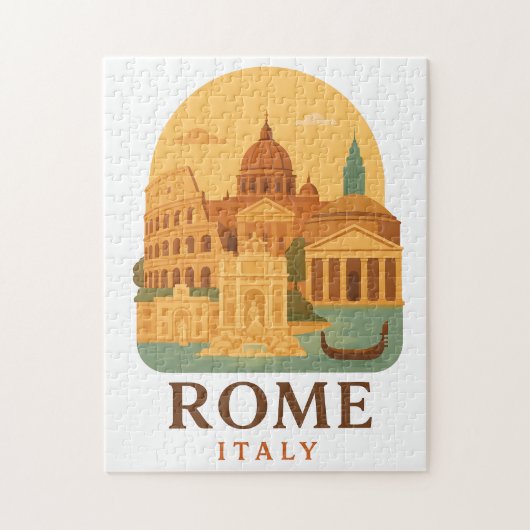 Vintage Rome Puzzle – Colosseum & Pantheon Retro  (Vertikal)