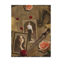 Vintage-Römer-und-Julia-Schrappbuch-Postkarte