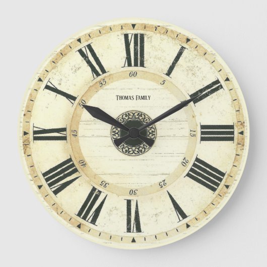 Vintage römische Numerus-Uhr Große Wanduhr (Vorderseite)