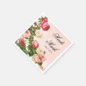 Vintage römische Rosen | Rosa Serviette (Ecke)