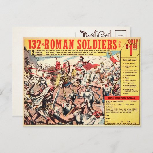 Vintage römische Soldaten und Postkarte (Vorne/Hinten)