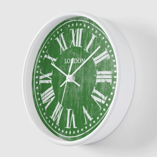 Vintage römische Uhrenzahlen weiß grün Uhr (Winkel)