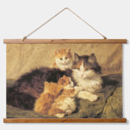 Vintage Ronner Knip's Cats Oil Painting Wandteppich Mit Holzrahmen