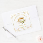 Vintage Rooibos Tea Square Label Quadratischer Aufkleber (Umschlag)