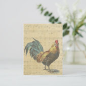 Vintage Rooster-Blatt-Musiknote Rustikales Land Postkarte (Stehend Vorderseite)