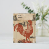 Vintage Rooster-Collage Postkarte (Stehend Vorderseite)