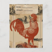 Vintage Rooster-Collage Postkarte (Vorderseite)
