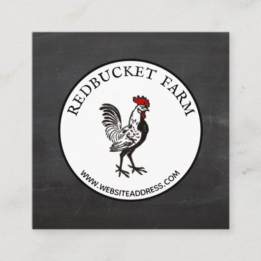 Vintage Rooster-Emblem-Landkarte Quadratische Visitenkarte (Vorderseite)