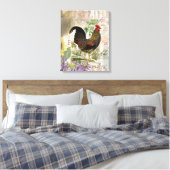 Vintage Rooster French Collage Farm Pet Leinwanddruck (Insitu (Schlafzimmer))