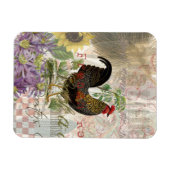 Vintage Rooster French Collage Farm Pet Magnet (Horizontal)