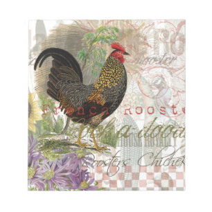 Vintage Rooster French Collage Farm Pet Notizblock