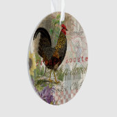 Vintage Rooster French Collage Farm Pet Ornament (Vorderseite)