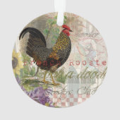 Vintage Rooster French Collage Farm Pet Ornament (Rückseite)