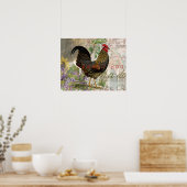 Vintage Rooster French Collage Farm Pet Poster (Küche)