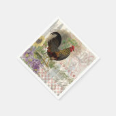 Vintage Rooster French Collage Farm Pet Serviette (Ecke)