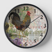 Vintage Rooster French Collage Farm Pet Uhr (Vorderseite)