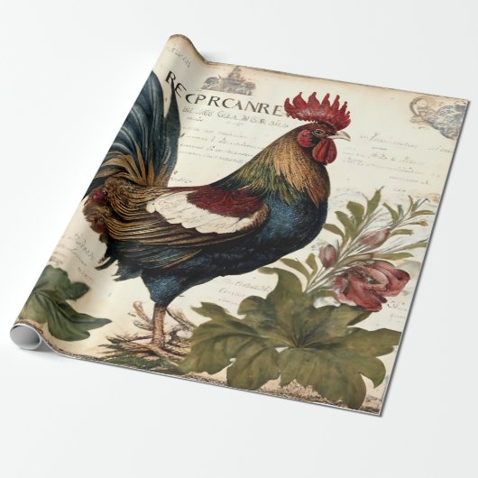 Vintage Rooster Geschenkpapier (Ungerollt)