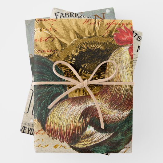 Vintage Rooster Geschenkpapier Set (Beispiel)