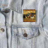 Vintage Rooster-Hühner Rustikaler Barcoop Button (Beispiel)