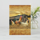 Vintage Rooster-Hühner Rustikaler Barcoop Dankeskarte (Stehend Vorderseite)