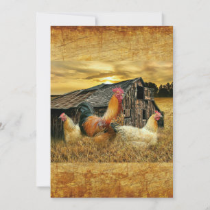 Vintage Rooster-Hühner Rustikaler Barcoop Dankeskarte