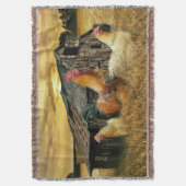 Vintage Rooster-Hühner Rustikaler Barcoop Decke (Vorderseite Vertikal)