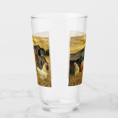 Vintage Rooster-Hühner Rustikaler Barcoop Glas (Links)