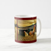 Vintage Rooster-Hühner Rustikaler Barcoop Kaffeetasse (VorderseiteRechts)