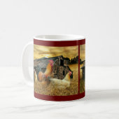 Vintage Rooster-Hühner Rustikaler Barcoop Kaffeetasse (Vorderseite Links)