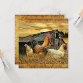 Vintage Rooster-Hühner Rustikaler Barcoop Karte (Vorderseite/Rückseite Beispiel)