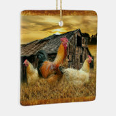 Vintage Rooster-Hühner Rustikaler Barcoop Keramikornament (Rechts)