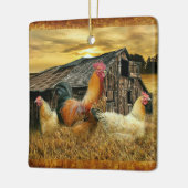 Vintage Rooster-Hühner Rustikaler Barcoop Keramikornament (Links)