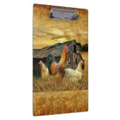 Vintage Rooster-Hühner Rustikaler Barcoop Klemmbrett (Rechts)