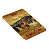 Vintage Rooster-Hühner Rustikaler Barcoop Magnet (Rechte Seite)