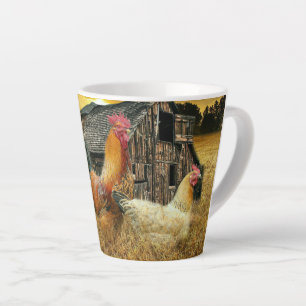 Vintage Rooster-Hühner Rustikaler Barcoop Milchtasse