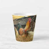 Vintage Rooster-Hühner Rustikaler Barcoop Milchtasse (Vorderseite)