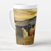 Vintage Rooster-Hühner Rustikaler Barcoop Milchtasse (Linke Ecke)