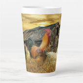 Vintage Rooster-Hühner Rustikaler Barcoop Milchtasse (Vorderseite)