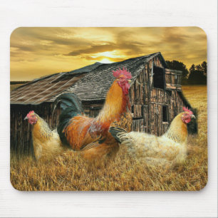 Vintage Rooster-Hühner Rustikaler Barcoop Mousepad