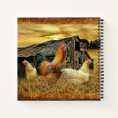 Vintage Rooster-Hühner Rustikaler Barcoop Notizblock (Rückseite)