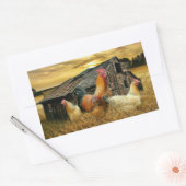 Vintage Rooster-Hühner Rustikaler Barcoop Rechteckiger Aufkleber (Umschlag)