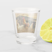 Vintage Rooster-Hühner Rustikaler Barcoop Schnapsglas (Rückseite)