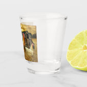 Vintage Rooster-Hühner Rustikaler Barcoop Schnapsglas (Rechts)