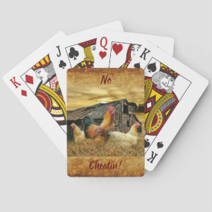 Vintage Rooster-Hühner Rustikaler Barcoop Spielkarten